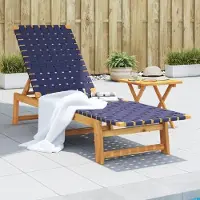 vidaXL Möbel Sonnenliege mit Tisch Dunkelblau Massivholz Akazie und Stoff - Gartenliegen &40718