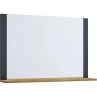 VCM Badspiegel Wandspiegel Hängespiegel Bad Spiegel Badezimmer Lendas Ablage Anthrazit / Honig-Eiche