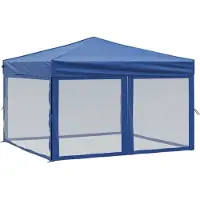 vidaXL Partyzelt Faltbar mit Seitenwänden Blau 3x3 m