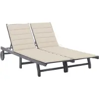 vidaXL Möbel 2-Personen-Sonnenliege mit Auflage Grau Akazie Massivholz - Gartenliegen &9022