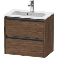 Duravit Waschtischunterschrank Ketho.2 Compact 61x39cm, Nussb dkl., 2 Schub., wandhängend