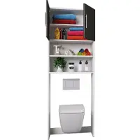 VCM Holz WC Toilette Regal | Toilettenüberbau | Überbauschrank | Wandschrank | Maße ca. B. 64 x H. 190 x T. 25 cm - Totas