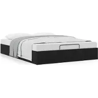 Syfax Ottoman-Bett ohne Matratze Schwarz 140x190 cm Samt