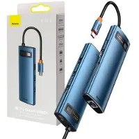Baseus Hub-Adapter Metal Gleam, 8 in 1 USB-C, Blau