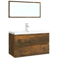 vidaXL Badmöbel-Set Räuchereiche Holzwerkstoff