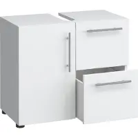 VCM Holz Waschbeckenunterschrank | Badschrank | Maße: H. 51 x B. 61 x T. 32 cm | 1 Drehtür | 2 große Schubladen | modernes Badezimmermöbel - Flandu