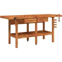 Syfax Werkbank mit Schubladen Schraubstöcken 192x62x83 cm Akazienholz