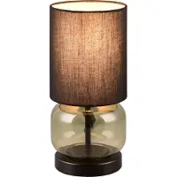 TRIO Schwarze Tischlampe Elio mit grünem Glas