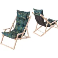Hobbygarden Gartenliege "MARLENA" (53x101x94 cm) aus Kiefernholz mit Auflage & Kopfkissen – 3-fach verstellbar, 8 cm Polster, natur –