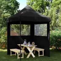 Prolenta Maison Exclusive - Partyzelt Faltbar Pop-Up mit 2 Seitenteilen Schwarz