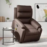 Prolenta Maison Exclusive - Massagesessel mit Aufstehhilfe Braun Kunstleder