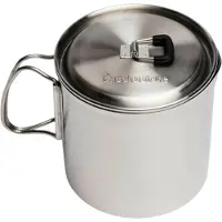 Solo Stove Kochtopf Pot 900 900 ml Edelstahl Camping Outdoor Ø 11,9 cm H 11,4 cm ausklappbare Griffe, für Campingkocher verstaubar