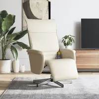 vidaXL "2026 Promotion" Massagesessel mit Fußteil - Fernsehsesel - Creme Kunstleder - Couchsessel CC21649