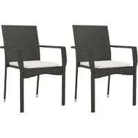 Syfax Gartenstühle mit Kissen 2 Stk. Poly Rattan Schwarz