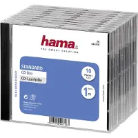 Hama CD Jewel Case Standard, Pack 10, 1 Disks, Transparent, 143 mm, 127 mm, 100 mm, 628 g
