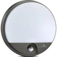 Macleans LED-Lampe mit Infrarot-Bewegungssensor Wandleuchte Innen-/ Außenbeleuchtung 1100lm 15W IP54 4000K Wasserdicht Grau