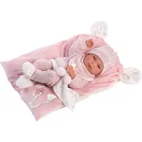 Llorens Babypuppe 73860 Nica auf rosa Decke 38cm