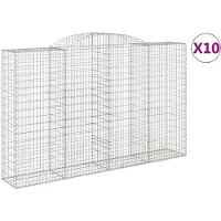 vidaXL Gabionen mit Hochbogen 10 Stk 300x50x180/200cm Verzinktes Eisen