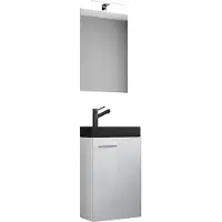 VCM 3-tlg Set | Waschplatz für Gäste WC | Gästebad | Waschtisch mit Spiegel | Badezimmer Set – Slito SP-BL