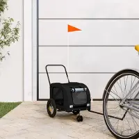vidaXL Möbel Fahrradanhänger Hunde Schwarz Oxford-Gewebe und Eisen - Fahrradanhänger &8383