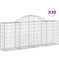 vidaXL Gabionen mit Hochbogen 30 Stk. 200x30x80/100cm Verzinktes Eisen