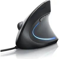 CSL ergonomische Maus kabelgebunden, rechts, optisch, USB Typ-A, 1600 DPI, Vorbeugung gegen Mausarm/Tennisarm (RSI), Schwarz