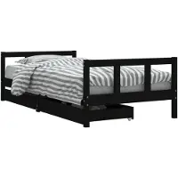Syfax Kinderbett mit Schubladen Schwarz 90x190 cm Massivholz Kiefer