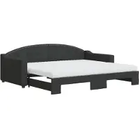 Syfax Tagesbett Ausziehbar mit Matratzen Schwarz 90x200 cm Stoff