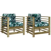 vidaXL Gartenstühle mit Kissen 2 Stk. Kiefernholz Imprägniert
