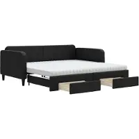 Syfax Tagesbett Ausziehbar mit Schubladen Schwarz 100x200 cm Stoff