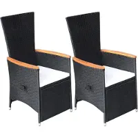 vidaXL "im Angebot" Garten-Liegestühle 2 Stk. - bis 150 kg - mit Auflagen Poly Rattan Schwarz - Stapelsessel CC20129