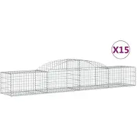 vidaXL Gabionen mit Hochbogen 15 Stk. 300x50x40/60 cm Verzinktes Eisen