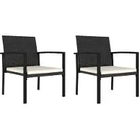 Syfax Garten-Essstühle 2 Stk. Poly Rattan Schwarz