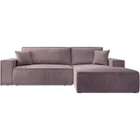 Selsey Ecksofa Farese mit Schlaffunktion und Bettkasten, Ottomane rechts, Cordbezug in Rosa