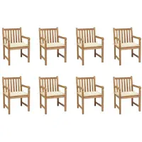 Syfax Gartenstühle 8 Stk. mit Creme Kissen Massivholz Teak
