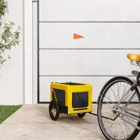 vidaXL "im Angebot" Fahrradanhänger Hunde - Stoff-Haustierfahrradanhänger - Gelb und Schwarz Oxford-Gewebe & Eisen - Hundebetten CC25202