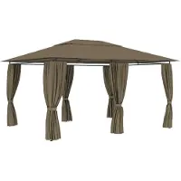 Syfax Gartenzelt mit Vorhängen 4x3 m Taupe 180 g/m²