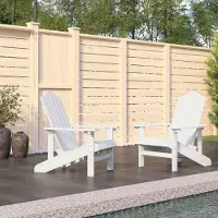 vidaXL Möbel Outdoor Relaxsessel,Balkonstuhl Adirondack-Gartenstühle 2 Stk. HDPE Weiß DE94073