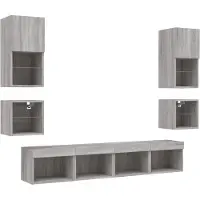 vidaXL 8-Tlg Wohnwand mit LED-Beleuchtung Grau Sonoma Holzwerkstoff 3216595