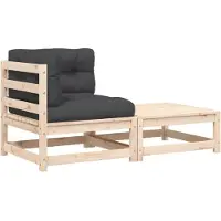 vidaXL Garten-Ecksofa mit Kissen und Hocker