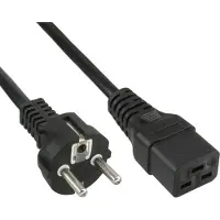 InLine Netzkabel 16A, Schutzkontakt gerade / Kaltgerätestecker IEC320/C19, 2m, 2 m, Netzstecker Typ F, IEC C19, 250 V, 16 A