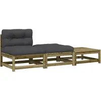 vidaXL Gartensofa ohne Armlehnen mit Kissen und Hockern