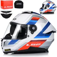 LS2 Helmets Integralhelm LS2 FF808 STREAM II Vintage Glänzend Weiß Blau Rot größe M