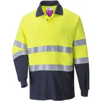 Portwest FR74 Zweifarbiges, antistatisches Flammschutz-Poloshirt, langarm Yellow/Navy Gr. M