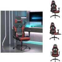 vidaXL Gaming-Stuhl mit Massage & Fußstütze Schwarz Weinrot Kunstleder - Gaming-Sessel