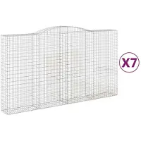 vidaXL Gabionen mit Hochbogen 7 Stk. 400x50x220/240cm Verzinktes Eisen