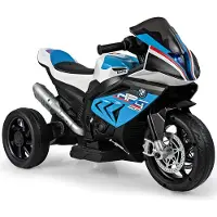Coast 6V BMW Elektro Motorrad mit Musik und Scheinwerfer, Dreirad Kindermotorrad bis 3km/h, Elektromotorrad mit 2 Stützrädern, geeignet für Kinder ab 3 Jahre alt (Blau)