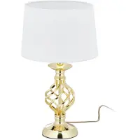 Relaxdays Tischlampe modern, Nachttischlampe Touch, 3 Stufen dimmbar, E14 Tischleuchte edel, HxD 43,5 x 25 cm, gold/weiß
