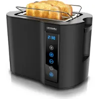 Arendo Toaster Kurzschlitz, Brötchenaufsatz, Wärmeisoliertes Gehäuse, Display, Touch