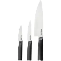 KitchenAid KitchenCraft KEG3PTHEOHOBA Messerset de Küche de 3 Stück, Edelstahl, Schwarz